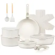 17 PCS Pots and Pans Set, Nonstick Cookware Set Detachable Handle, Induction ...