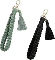 [CHUQING] Keychain for Women Boho Wrist Keychains Tassel Wristlet Keyring Holder Key Wrist Lanyard Bohemian