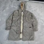 Abercrombie And Fitch Sherpa Lined Military Parka Jacket Womens Small Gray/Green