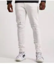 Jordan Craig Ross Ashbury Denim Jeans White Distressed Slim Fit NWT Size 44/32