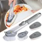 Soap Dispenser Dishwashing Refillable Sponge Dish Scrubber Scrub Cleaner Brush