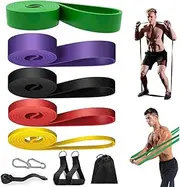 Essential Power Bands Set,5 PCS Durable Resistance Loop Bands with Handles Heavy Duty Pull Up Assist Bands Straps,Improve Body Mobility and Strength,Fitness Bands Perfect for Yoga Workout