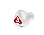 ACE OF SPADES AIR VALVE KNOB - PEARL WHITE WITH GLOSS RED INLAY