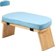 Prayer Bench Foldable Bamboo Yoga Bench with Cushion and Carry Bag Ergonomic Kneeling Stool(Blue)