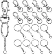 150Pcs Swivel Snap Hook Set,Stainless Steel Split Key Rings with Chain and Jump