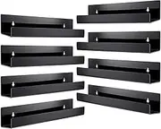 ATDORO 8 Packs Acrylic Floating Shelf, Wall Mounted Invisible Acrylic Shelf, Ledge Floating Bookshelf for Living Room, Office, Bedroom (Black)