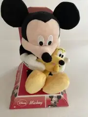 Just Play Walt Disney MICKEY MOUSE W/ BABY PLUTO Stuffed Plush Toy 13" Tall