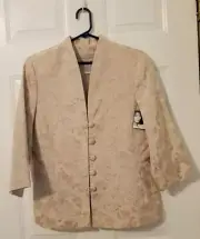 Vintage Jaclyn Smith Size 10 Pink & Cream Beige Floral Brocade Blazer NWT
