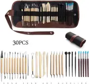 30Pcs Clay Sculpting Carving Pottery Tool Set Bag Kit Modelling DIY Sculpture Po