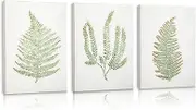 Oairse 3 pcs White Wall Art Décor Nature Fern Plant Metal Wall Art Minimalist Wall Art Rustic Nature Painting Wall Decor for Home Living Farmhouse Decoration