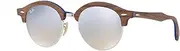 [Ray-Ban] Wood Unisex Non-Polarized Iridium Round Sunglasses, Silver, 51 mm