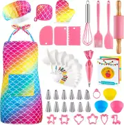 Kids Cooking and Baking Set, 54 PCS Complete Kit with Apron and Chef Hat, Real K