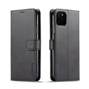 Leather Wallet Case for iPhone 15 Plus - Luxury Flip Cover with Card Slot - Black