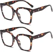 UILYNIU 2 Pairs of Blue Light Filter Glasses Women, Blue Light Filter Glasses, Computer Glasses, Blue Light Glasses Without Prescription, Blue Light Filter Glasses Men, Rectangle Round Glasses
