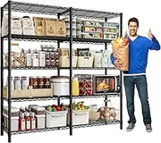 Wire Shelves 61.2''W Storage Shelves 5 Tier Wire Shelving Unit Storage Rack Adjustable Metal Shelves for Kitchen, Pantry, Warehouse, Basement, Dorm, 61.2''W*72.4''H*15.7" D