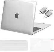 MOSISO Compatible with MacBook Air 13 inch Case 2022, 2021-2018 Release A2337 M1 A2179 A1932 Retina Display Touch ID, Plastic Hard Shell&Keyboard Cover&Screen Protector&Type C Adapter, Crystal Clear