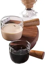 Multi-Functional Kitchen Measure Wood Handle Glass Measuring Cup Single Mouth Clear Milk Jug Supplies Kitchen Accessories 多功能厨房测量木柄玻璃量杯单口透明牛奶壶用品/552