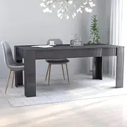 Dining Table High Gloss Grey 180x90x76 cm Engineered Wood, Modern Elegance for Kitchen or Dining Room, Rectangle Design, Easy Assembly & Maintenance