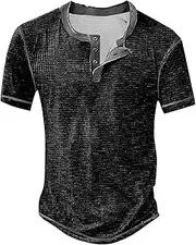 [Generic] Henley T Shirts for Men Soft Moisture Wicking Sports Tops Gym Running T Shirt Plain High Performance Shirt