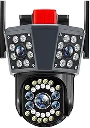 6K 12MP WiFi IP Outdoor Camera 8X Zoom Three Len Motion Tracking PTZ 4K Video Camera Waterproof Surveillance Security Protection(E/U,6K 12MP Add 128G)