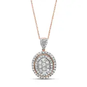 1 CT. T.W. Composite Oval Natural Diamond Frame Pendant in 10K Rose Gold