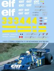 1/20 Decals for TYRRELL FORD P34 F1 GP 1976 SCHECKTER DEPAILLER DECAL TBD609