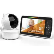 Remote Baby Monitor Infant Camera Pan Tilt Zoom Infrared Night Vision, Temperature Display, Lullaby, 2 Way Audio, 960ft Range Baby Care