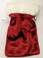 Red Velvet Fur Christmas Stocking Bag w/ drawstring: 12 bags, Size: 6"x10", NEW