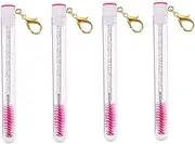 LALADEFIEE 4pcs Eyelash Brush Tubes Set for Travel Eyelash Applicator Keychain Dazzling Rhinestones Makeup Brushes for Beginners