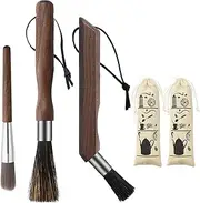 3-Pack Professional Coffee Grinder Cleaning Brush Set, Natural Boar Bristles Black Walnut Handle Espresso Machine Cleaning Brush, Coffee Cleaner Brushes Coffee Tool for Barista Home Kitchen