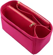 [LEXSION] Felt Purse Bag Organizer Insert with zipper Bag Tote Shaper Fit Speedy Neverfull Red Size: Large