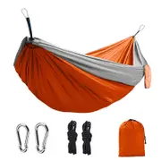 Camping Hammock Single & Double Portable Hammock Ultralight Nylon Parachute Hammocks with 2 Hanging Straps for Backpacking Travel Beach Camping Hiking Backyard,Orange Grey