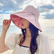 [Ling88] Women Foldable Sun Hat Quick Dry Hat Women Summer Sunscreen Fisherman Hat Big Brim Cover Washbasin Sun Hat Sun Visor Hats Women Large Brim Summer Uv Protection Beach Cap,Pink