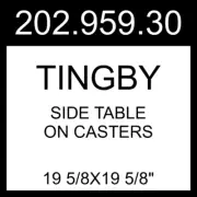 IKEA TINGBY Side Table On Casters White 19 5/8x19 5/8" 202.959.30