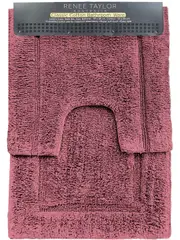 2pc Renee Taylor Tufted Bath/Contour Mat Set Cotton 2200GSM Bathroom Rosebud