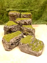MOSSY MODULAR HILLS--PAINTED SET OF 7 CLIFFS--TABLETOP WARGAMING TERRAIN D&D