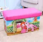 Large Toy Box Organiser Foldable Storage Stool (Pink Princess)