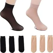 [klahh] 20 Pairs Women'S Pop Socks Summer Breathable Nylon Socks for Women Ultra Thin Cool See Through Silk Black and Skin Color Universal Nylon Mesh, Black, Skin Color, One size