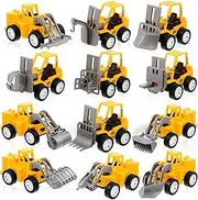 Sosation 12 Pcs Construction Engineering Trucks Small Digger Truck Toys Pull Back Vehicles Mini Excavator Toys Car Set for Kids Birthday Party Favors Boys Girls Gifts Cake Stocking Stuffers