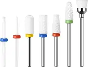 7pcs Ceramic Nail Drill Bits Set, 3/32'' (2.35mm) Drill Bit for Electric Manicure Pedicure Nail Drill Machine