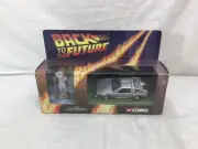 2001 Corgi Back to the Future Delorean Car & Doc Brown Figure Diecast Set Boxed