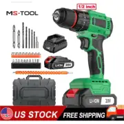 Cordless Drill/Driver with Bits Set & 2 Batteries 20Volt drill 2 Speed Electric