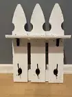 Wall Mounted Rustic Farmhouse Picket Fence Coat Rack 3 Hooks with Shelf