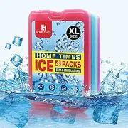 Home Times 4 Pack Slim Thin Reusable Ice Packs for Lunch Boxes, Coolers & Camping - Quick Freeze, Long Lasting Space Saving Freezer Packs, Multifunction Cooler Ice Brick（Built-in Gel）