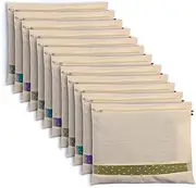 [GENERIC] Cotton Saree Bags/Covers for Storage Set of - 12 Big Size Single (16 X 14 Inches) with Zip Closure for Clothes Bags and Wardrobe Organizer with Transparent Mesh Window, Beige