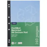 J.Burrows A4 Recycled Lecture Pad 140 Page Cloth