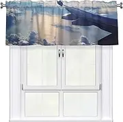 LHBWCVN Beautiful Sky Airplane Valances for Windows, Rod Pocket Window Treatment Drapes Farmhouse Kitchen Curtains Short Blackout Window Curtains for Living Room Bedroom Decor 54x18 Inch