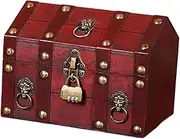 Generic Pirate Treasure Chest, Decorative Storage Box with Password Lock, Jewelry Box for Women, Red