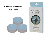 6x8-Pack Tranquility Tea Lights Scented Maui Beach Candle (4 Hour Burn)