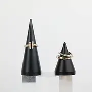 GemeShou 2pcs Black ring display for selling, jewelry display ring for wedding ceremony, ring cone storage organizer, Wedding ring holder for night stand【Black Ring Holder 2pcs】